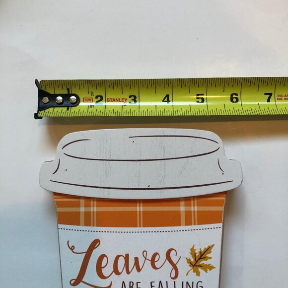 Wood, Coffee cup decor, (free-standing) appx 8"Hx6"W(top)x4"W(Btm)x1.25"Depth - Picture 2 of 4